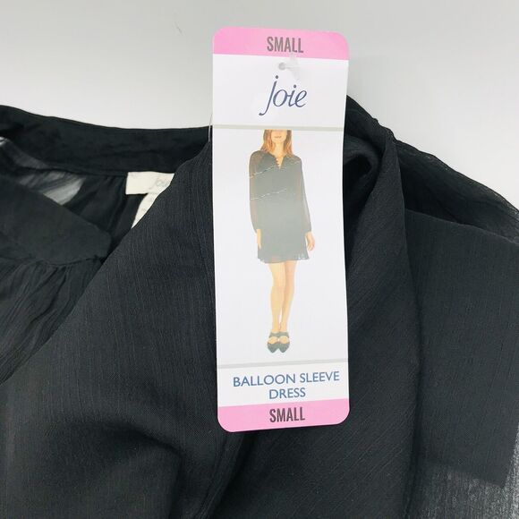 JOIE Balloon Sleeve Dress in Caviar Button Down Shirt Black Dress SIZE Small NEW - Picture 1 of 8